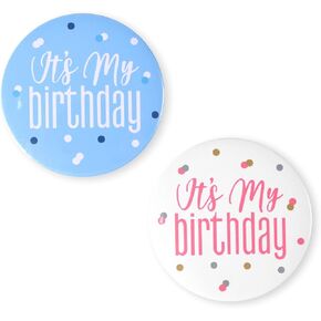 2pcs It's My Birthday Buttons, 2.24 Inch Round Its My Birthday Badge Pin Happy Birthday Pins for Boys, Girls, Kids Birthday Party Badge Decorations Costume Accessories Gift for Women Men