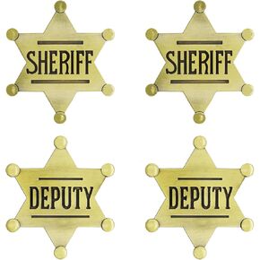 4 Pack Sheriff Badge,Deputy Badge,Metal Sheriff Badge for Kids Adult and Girls,Cowboy Party Decoration,Western Police Badge,School Carnival Prizes, Party Bag Gift Fillers