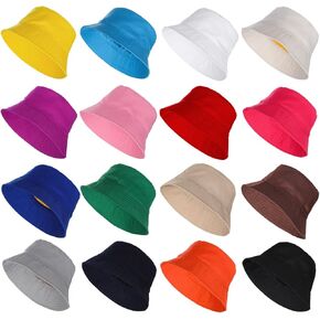 16 Pcs Bucket Hats Bulk - Fisherman Sun Hats for Men and Women, Unisex Solid Color Bucket Caps, One Size Fits All, Outdoor Fishing Hats for Sports, Travel, Leisure Activities