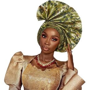 Auto Gele African Head Tie of Nigeria ASO Oke Headwraps Hat Turban Wedding Party Handmade Elegant Hair Wear Cap for Women