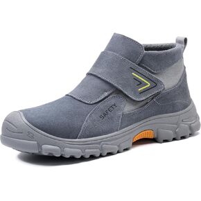 GLANOUDUN Work Boots for Men Slip on Steel Toe Shoes for Men Comfortable Men's Work Shoes for Welding Indestructible Steel Toe Boots High Top Construction Safety Footwear