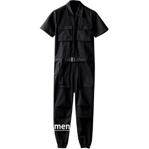 Snoly Unisex Short Sleeve Button-Front Flight Suit, Twill Stain & Wrinkle Resistant Work Coverall, Action Back Jumpsuit