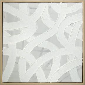 Artbyhannah framed Wall Framed Art ، لوحات محايدة ذات جدار أبيض ثلاثي الأبعاد مع عمل فني هندسي بيج الحد الأدنى للمرونة ، المكتب ، زينة الفندق （16x16 بوصة）