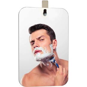 XoYo-Large Fogless Shower Mirror （11inX7.48in）, Includes 1 Adhesive Hooks, Anit-Fog Shower Mirror, Shower Makeup Shave Mirror, Frameless Shower Mirror, Wall Hanging Mirror (Large, 1 Pack)