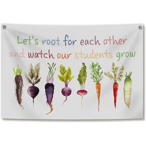 Let's Root for Each Other Inspirational Canvas Banner, Motivational Wall Decor for Classroom Kids Nursery Room Bedroom Playroom, Inspirational Wall Hanging Banner Flag, 30x20 Inch