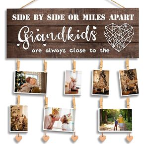GEMTEND Grandma Gifts Nana Photo Holder, Gifts for Grandmother Present from Granddaughter and Grandson, Clips and Twine for Photo Hanging, Grandkids Photo Frame for The Best Grammy Ever Gift
