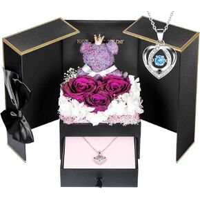 ADDWel Mothers Day Gifts for Mom from Daughter and Son, Unique Mom Birthday Gift Idea, Preserved Real Roses with I Love You in 100 Languages Mom Necklace, Cool Present to Mother Mama in Kuwait