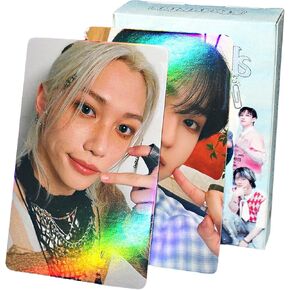 Pyajuu Stray Kids Laser Laser Photocards 50pcs Stray Kids Album Photocard K-pop Stray Kids Lomo Cards Kpop Straykids at ate Card Stray Kids Photo Photo Cards 5-Star Postcard Gift for Fans Daugher