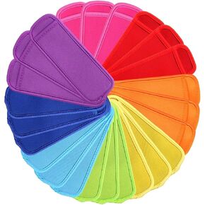 Janyun 24 Pack قابلة لإعادة الاستخدام الأكياس الجليدية الأكمام البوب ​​المضادة للتجميد ، 8 ألوان