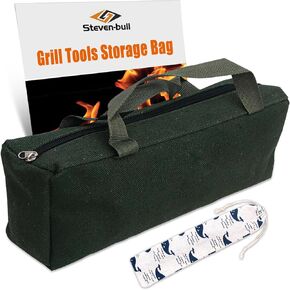 Extra Thick Canvas Grill Accessory Bag, Outdoor BBQ Tools Storage, Suit for Barbecue Griddle Accessories