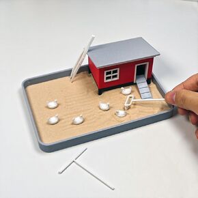 A Set of 10 Pcs Chicken Coop Zen Garden with Sand, Tools, Rustic Zen Garden for Desk with DIY Accessories, Sand Garden for Fidget Stress Relief, Home Office Decor
