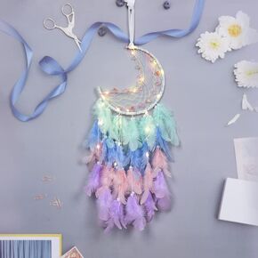 Dream Catcher Wall Decor, Handmade Dream Catcher with LED Light, Colorful Feather Dream Catchers Wall Decor, Dreamcatchers Gift for Girls Kids Women