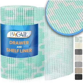 BAGAIL Drawer and Shelf Liner, 17.5 in X 20 Ft Non-Adhesive Shelf Liners for Kitchen Cabinets, Thick Strong Grip Liners for Desk, Shelves, Bathroom Drawers, Cabinet Protection - BlueQuatrefoil