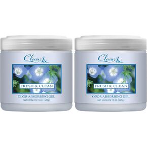 Clear Air Odor Absorber Gel - 15 oz, Pack of 2 - Air Freshener Absorbs and Eliminates Odors in Bathrooms, Cars, Boats, RVs and Pet Areas - Made with Essential Oils - Citrus Grove Scent