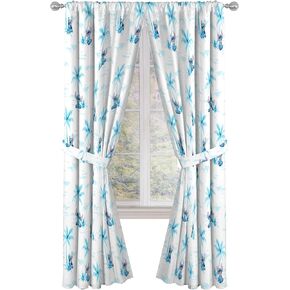 Jay Franco Window Curtains for Kids Bedroom 4-Piece Drape Set with 2 Tiebacks, White - Lilo & Stitch, 42" W x 84" L (Pack of 2)
