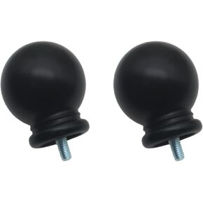 HAJZXH 2 Pcs 5/8 Inch Curtain Rod End Cap Finials Round Shape Drapery Rod End Caps Decorative Rod Replacement finials with M5 Screws for Curtain Rods(Black)