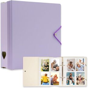 A5 KPOP Photocard Binder ، 2 Ring Binder Photo Abrum for Fujifilm Instax Mini Camera Polloid Photo Film ، 2x3 inch kpop photocard book with 25 pages 4 pocket (purple)