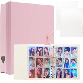 A4 KPOP Photocard Binder مع 25 صفحة 9 جيب ، 2x3 '' kpop photocard حامل الكتب ، mini camera photo film card card diy collector (pink)
