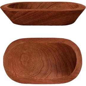 3 Pack 9.7in Dough Bowls for Candle Making Rustic Wooden Bowl Lightweight Candle Holder Empty Decorative Bowl (wicks included)