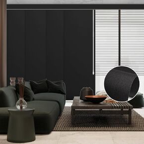 Graywind Manual Sliding Panels 100% Blackout Privacy Panel Track Blinds Wand Control Window Blinds for Patio Sliding Glass Door Large Windows Width Up to 153" (Z-Multicolor)