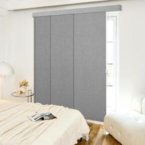 Adjustable Panel Track Blinds Blackout Vertical Blinds with Valance, Sliding Glass Door Blinds, Room Dividers, Retractable Track from 42" to 74" W, Trimmable Panel Up to 96" H (Light Grey)