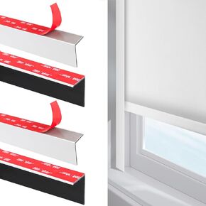 100% Blackout PVC Light Blocking Strip for Window Shades and Blinds Both Sides Tracks for Blackout Shades Easy to Install for BedroomGreat for Bedroom Nursery (L-Shaped White-4pcs, 58.5")