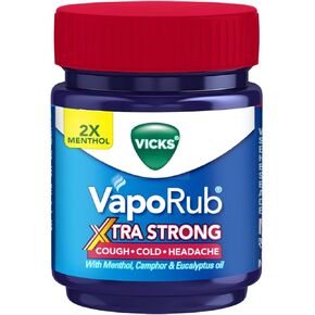 VapoRub Xtra Strong Soothing Vapour Ointment Suitable for Adults and Children Above 6 Years Old (50 ml - 1.7 oz) + 1pcs 5ml VicksRub Free