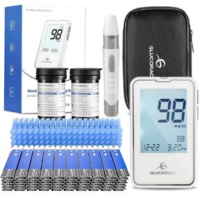 Blood Glucose Monitor Kit with 100 Blood Sugar Test Strips & Lancets, Glucometer, Lancing Device, Travel Case, Diabetic Home Testing Kit