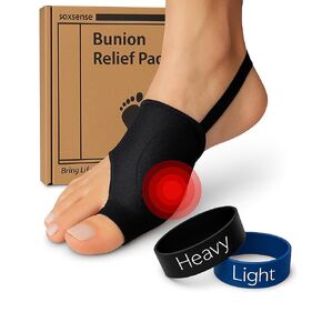 منصات الإغاثة من Soxsense Bunion وشرائط تمارين إصبع القدم (ثقيلة ، خفيفة) كبيرة ، شظية مصنوعة من أخمص القدمين ، ضغط آلام Valgus (كبير)
