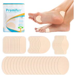 Moleskin Strips with Adhesive Blister Prevention Pads Mole Skin Tape Stickers for Feet Heel Shoes Padding-24 Sheets of 4 Shapes，Beige