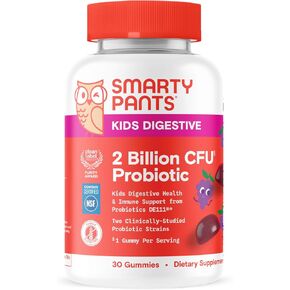 SmartyPants Adult Probiotic Gummies for Digestive Health: 3 Billion CFU, Gut Health and Immune Support Supplement, Clinically Studied Probiotic, Gluten Free, Strawberry, 30 Count (30 Day Supply)