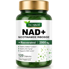 NAD Supplement 2000 Mg - 120 Capsules True NAD & Resveratrol, NMN Alternative Liposomal NAD+ for Women & Men, Support Cellular Health, Stamina & Healthy Aging - Ultra Strength Capsules