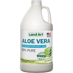 Pure Aloe Vera Juice Unflavored - Cold-Processed - Inner Filet from Organic Fresh Leaves from Texas - 64 fl oz