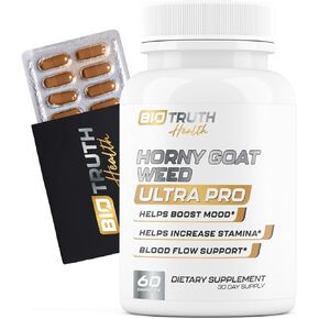 Horny Goat Weed + 8 Active Ingredients - Pills for Men Fast Acting | Rapid Blood Flow, Size, Stamina, Energy Booster | 9 Ultra Ingredients for Male's to Improve Vigor | 3rd Party Tested - 60 Capsules