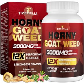 Hornygoatweed for Men, 12 in 1 Horny Goat Weed, Maximum Strength Male Enhancing Supplement with Maca Root, Tongkat Ali, Panax Ginseng, Saw Palmetto, for Hormone, Stamina, Performance, Energy, 60 Count