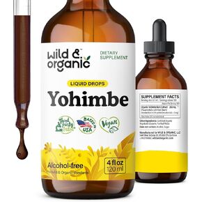 مكملات Yohimbe البرية والعضوية للرجال والنساء - 5 ملغ يوهيمبين مستخلص السائل قطرات - Pausinystalia yohimbe bark tincture - نباتي ، خالي من الكحول - 2 أوقية