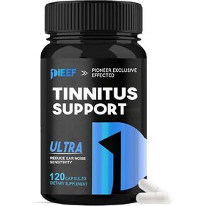 Tinnitus Relief for Ringing Ears, 120 Capsules Ear Health Vitamins Supplement, Natural Herbal Tinnitus Reduce Ear Clicking Buzzing, Improving Hearing for Men and Women, (60-Day Supply)