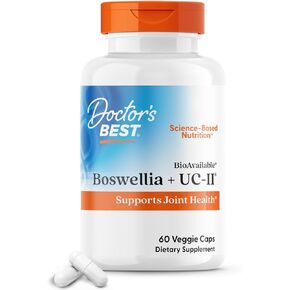 Doctor's Best BioAvailable Boswellia + UC-II, Supports Joint Health, Non-GMO, Gluten Free, Soy Free 60 Veggie Caps