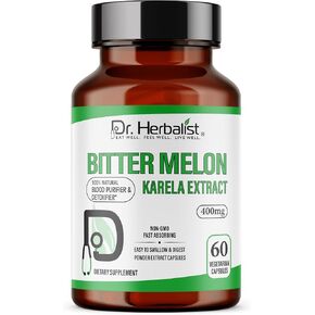 Dr. HERBALIST Bitter Melon Extract Capsules 4000mg per Serving (10:1 Extract), 60 Capsules | Supports Overall Health and Wellness