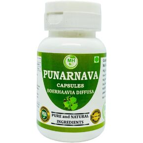 Punarnava (Boerhaavia diffusa) Capsules, Pack of 1x 60 x 500 mg. Natural and Herbal Veg. Capsules