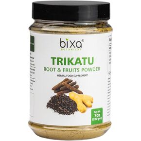 bixa BOTANICAL Trikatu Powder ǀ 200 Grams / 7 OZ | Ayurvedic Herbal Supplement for Heartburn, Digestive Support, Overeating | Gluten Free, Non-GMO, Steam Treated, Vegan, 100% Pure.