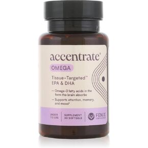 Accentrate Omega with LYSOVETA LPC | EPA & DHA Supplements for Brain Health | Focus, Memory, & Mood | 6X Better Absorption Than Fish Oil | Omega-3 Fatty Acid Supplements | 30 Softgels (1 Month)