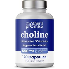 Choline Supplements 550mg | Supports Baby’s Brain Development & Cognitive Function During Pregnancy & Metabolism | Ultra Pure Natal VitaCholine®, Prenatal Choline Bitartrate | 120 Vegan Capsules