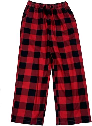 PATPAT Unisex Kids Plaid Pajama Pants – Soft Lounge Sleep Bottoms with Elastic Waist and Pockets, Ages 5–14 Years in Saudi Arabia