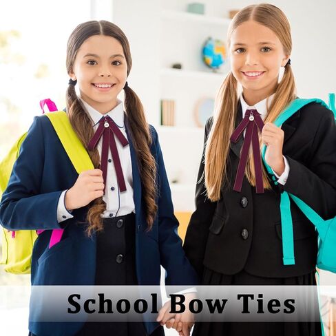 Womens Bow Tie, Ribbon Bowtie Solid Color Neck Tie For Women Girls School Uniform Shirt Blouses Cosplay Costume in Kuwait