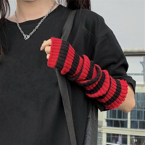 Punk Alt Arm Warmers for Women Knitted Y2k Fashion Goth Long Rave Emo in Kuwait