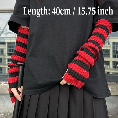 Punk Alt Arm Warmers for Women Knitted Y2k Fashion Goth Long Rave Emo in Kuwait