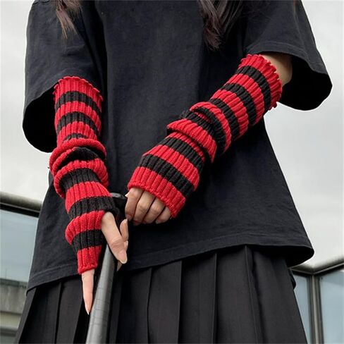 Punk Alt Arm Warmers for Women Knitted Y2k Fashion Goth Long Rave Emo in Kuwait
