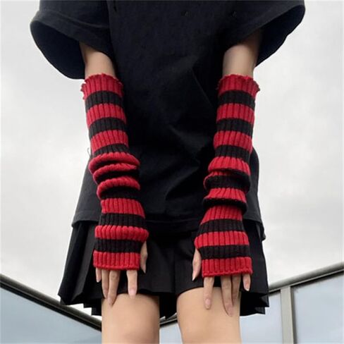 Punk Alt Arm Warmers for Women Knitted Y2k Fashion Goth Long Rave Emo in Kuwait