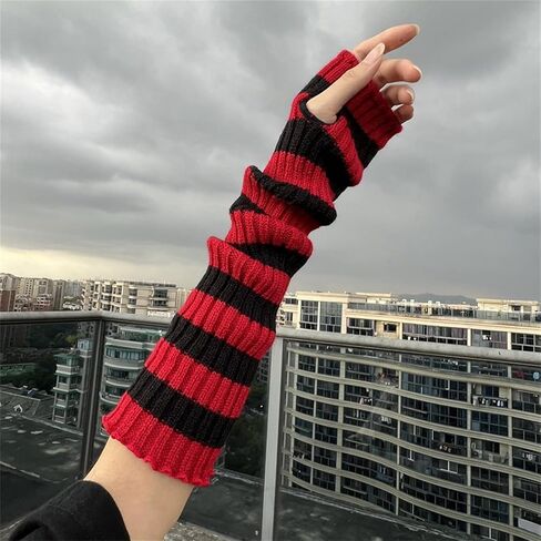 Punk Alt Arm Warmers for Women Knitted Y2k Fashion Goth Long Rave Emo in Kuwait